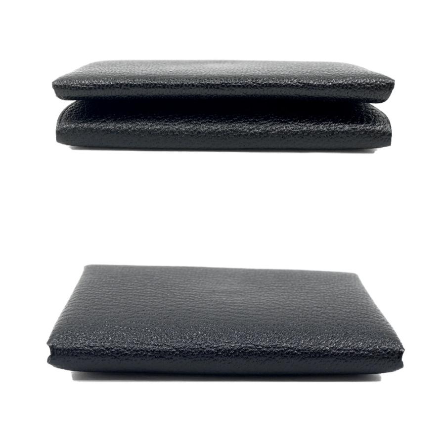 栄】エルメス カルヴィ デュオ カードケース 財布 ブラック 黒