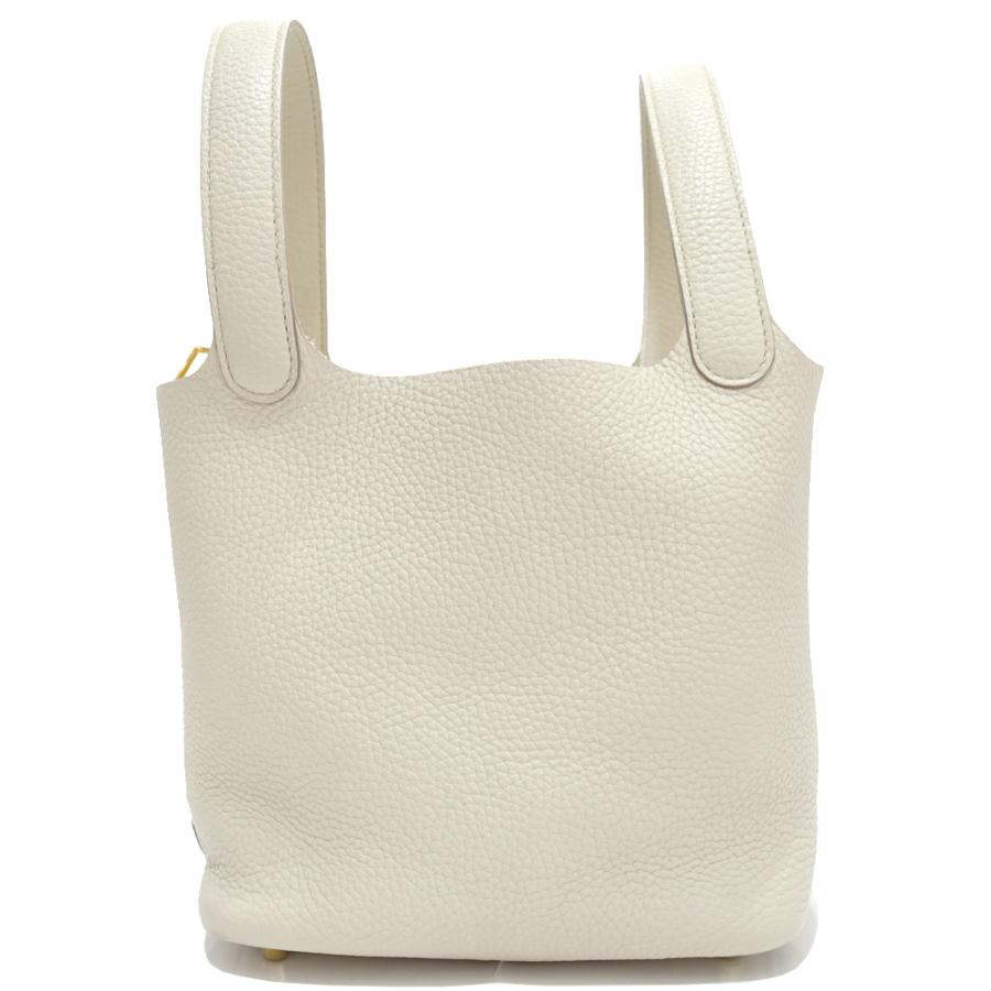 栄】エルメス ピコタンロックPM 18 トリヨンクレマンス べトン GD金具 