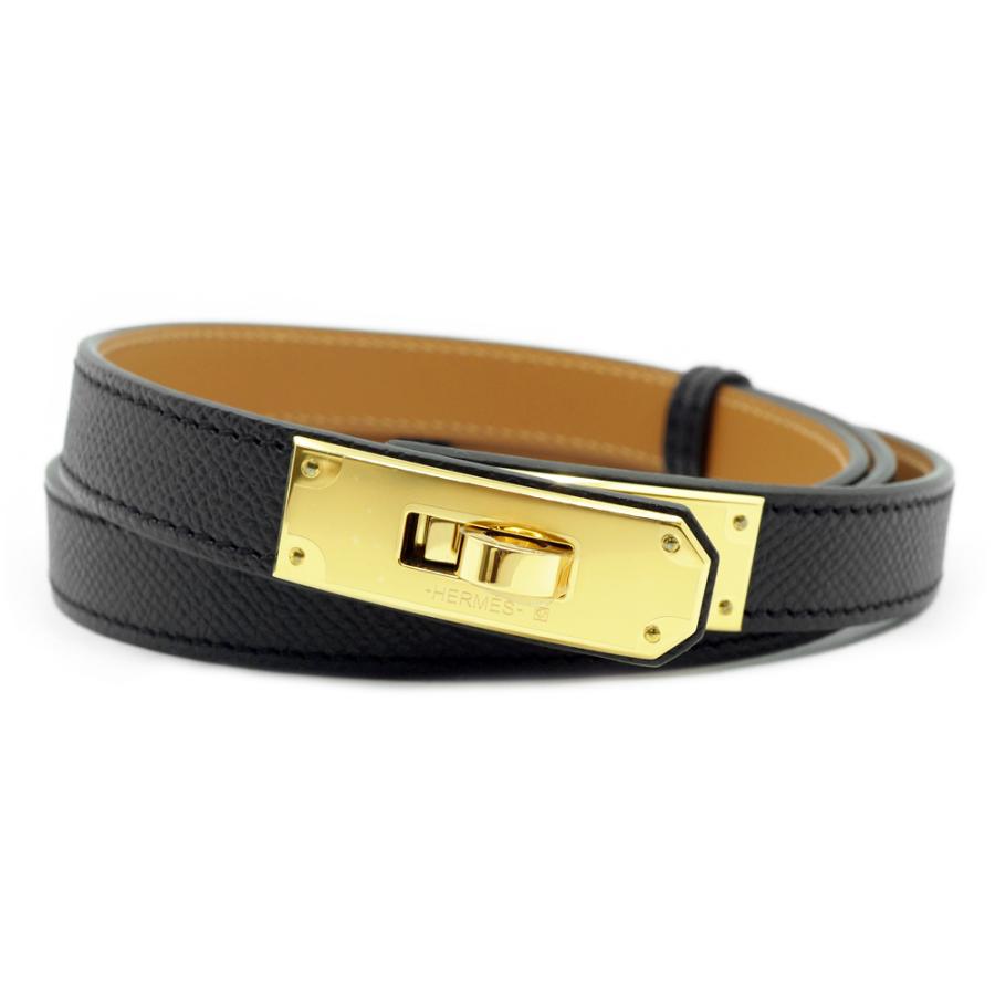 エルメス ケリー　レザー ベルト 黒 栄】エルメス ケリーベルト レザー W刻印 2024年製造 黒