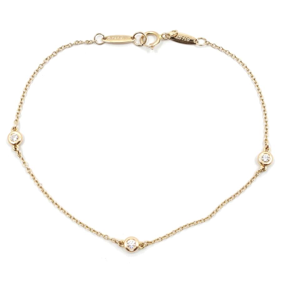 栄】ティファニー K18PG ダイヤモンド バイザヤード ブレスレット 3粒