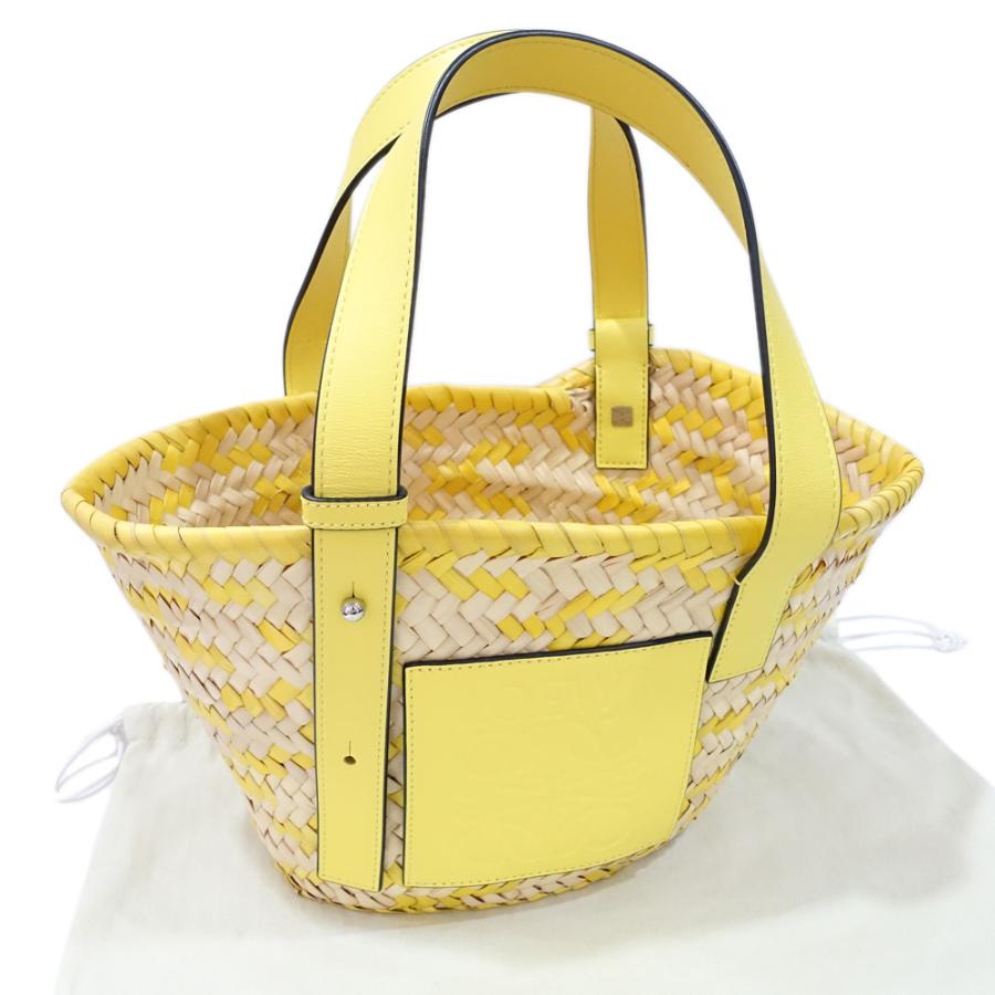 栄】ロエベ かごバッグ スモール バスケットバッグ ラフィア