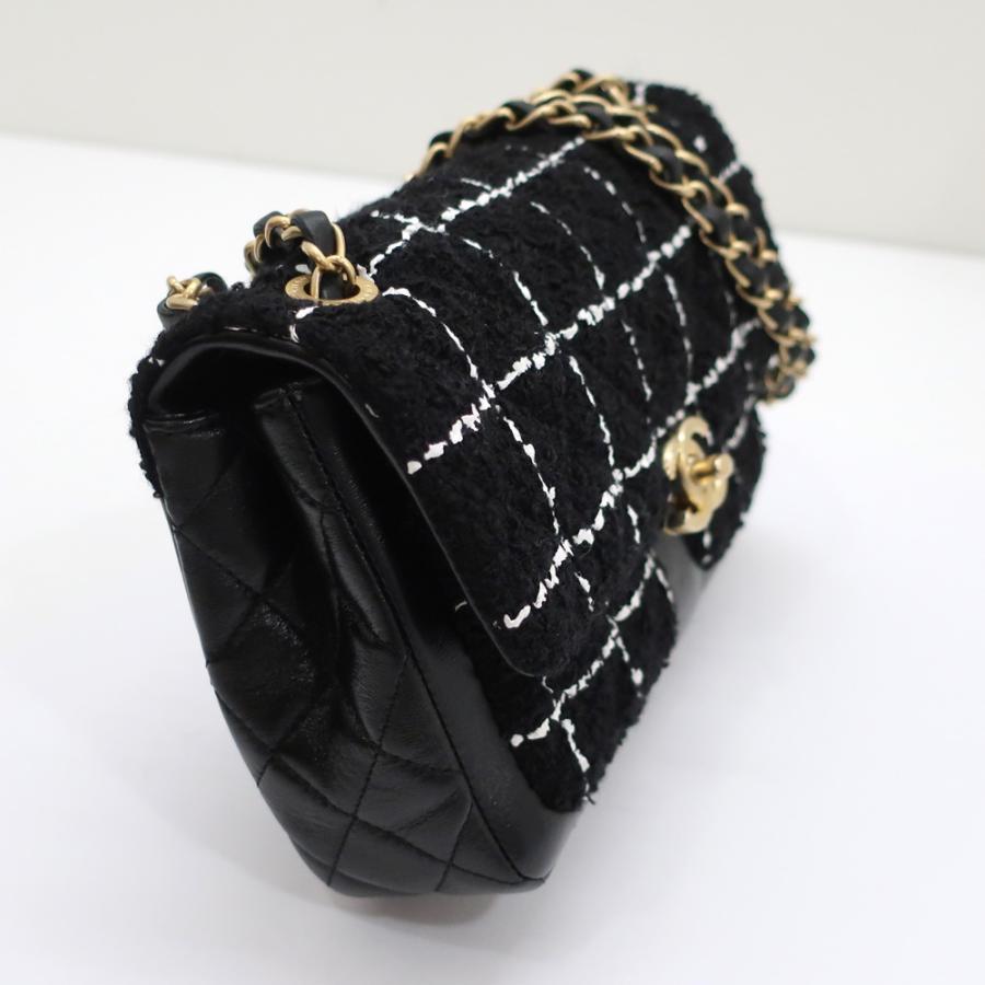天白】シャネル チェーンショルダー フラップバッグ ツイード