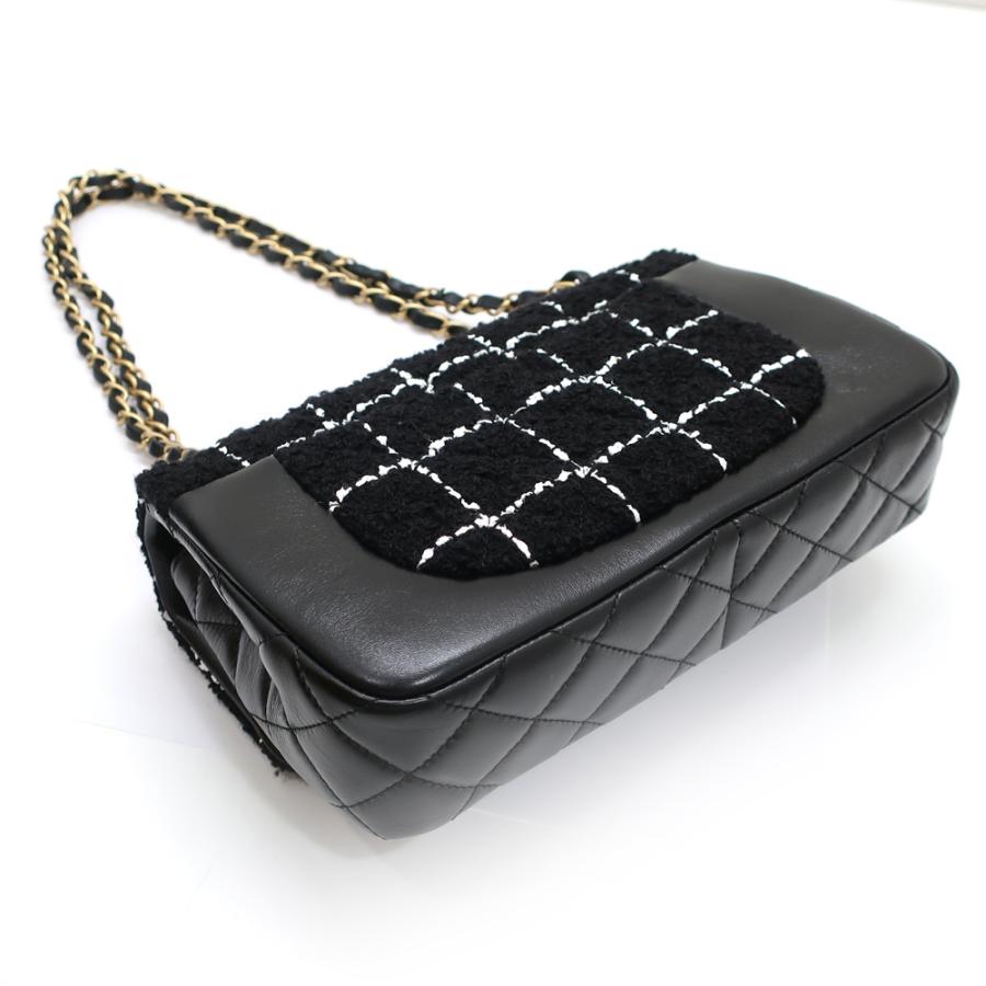 天白】シャネル チェーンショルダー フラップバッグ ツイード