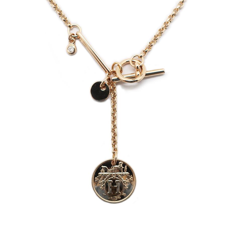 天白】エルメス エクスリブリスPM ネックレス K18 750PG ダイヤ 新品  