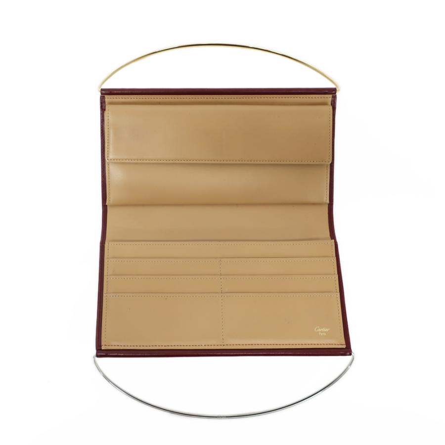 【極美品】カルティエ 長財布 ハンドル付き ウォレット トリニティ ボルドー 天白】カルティエ 長財布 ハンドル付ウォレット トリニティ