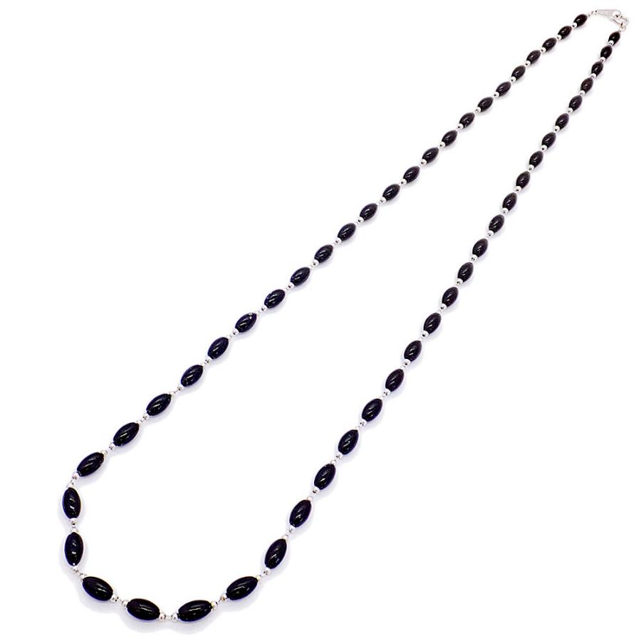 天白】オニキス ネックレス 約62cm 約23.0g ホワイトゴールド K18 