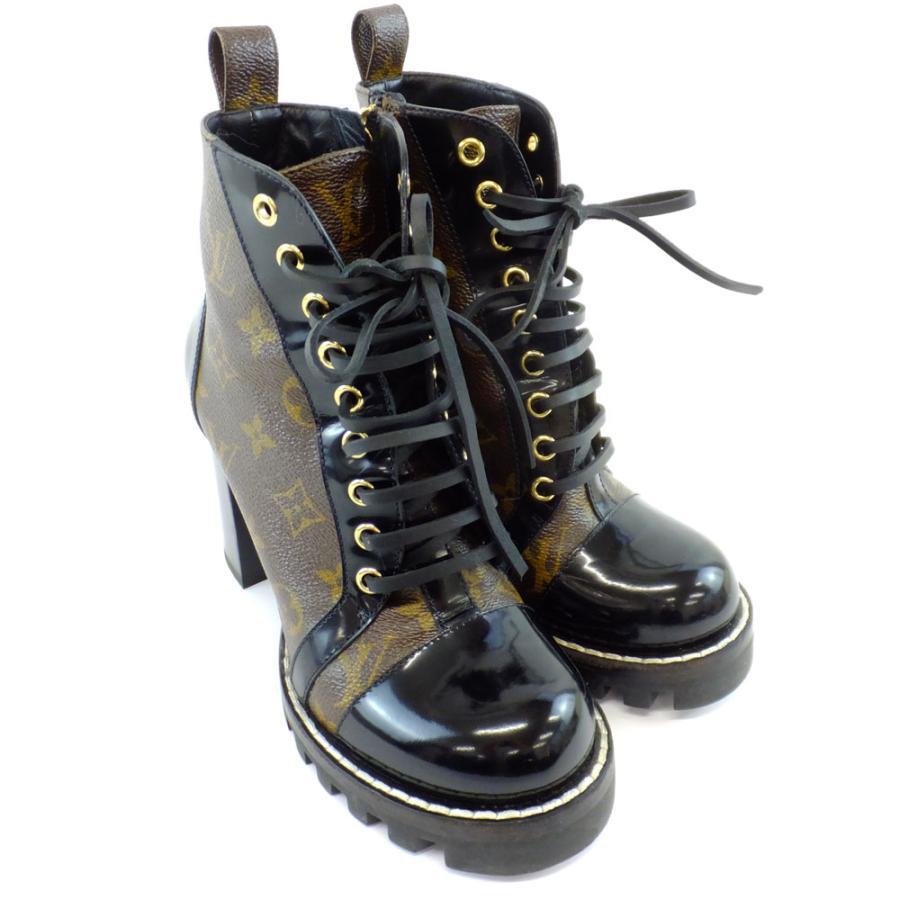 LOUIS VUITTON モノグラム　ショートブーツ　36 ルイ ヴィトン モノグラム ショートブーツ ヒール 36 ブラック系