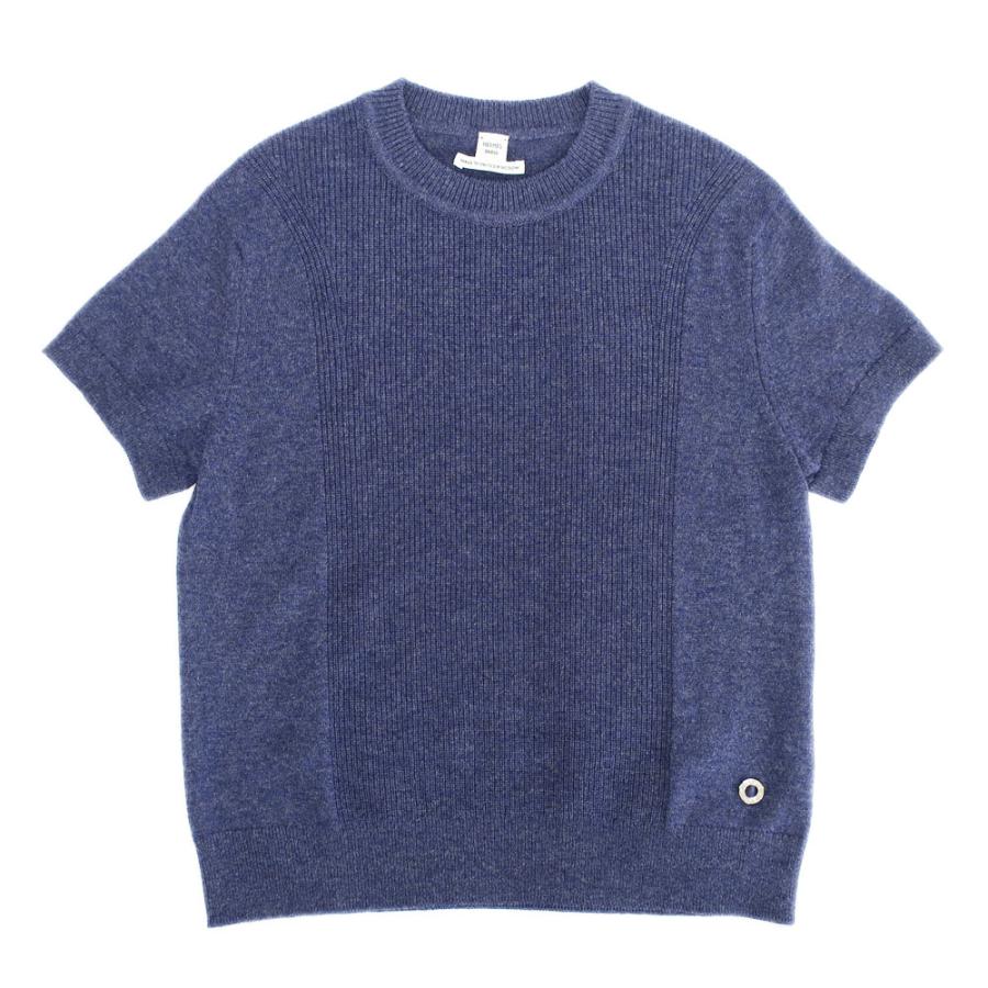 天白】エルメス ニット 半袖 ブルー系 ネイビー カシミヤ 表記サイズ40