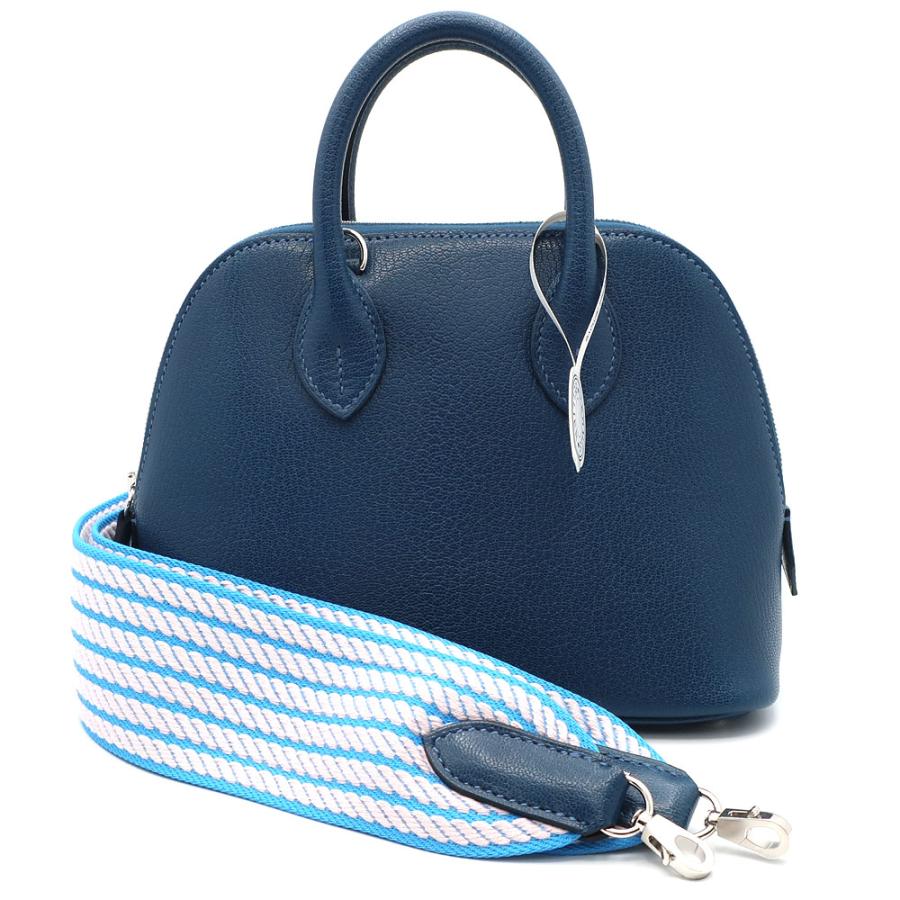 天白】未使用 エルメス ボリード1923 ミニ シェーブル ディープブルー