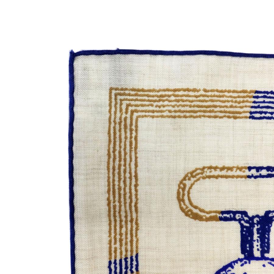 天白】エルメス カレ140 カレジェアン 鞍職人の詩的な目録 カシミヤ70