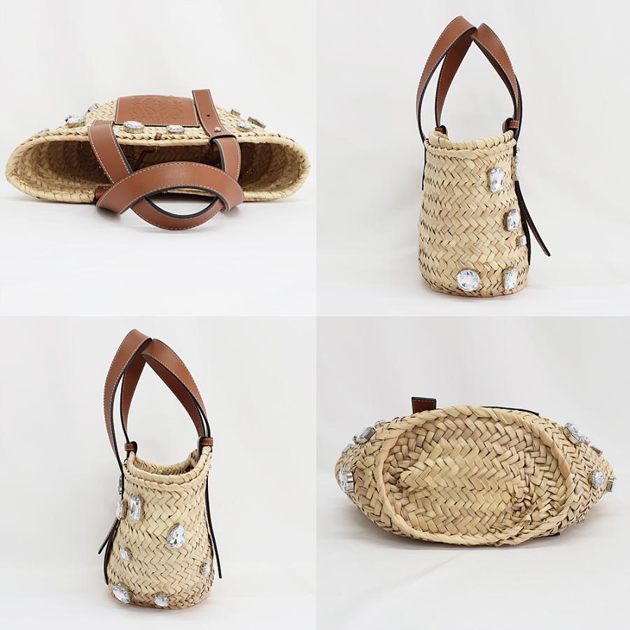 ロエベ かごバッグ バスケットバッグ ビジュー付 ハンドバッグ 天白】ロエベ かごバッグ バスケットバッグ ビジュー付