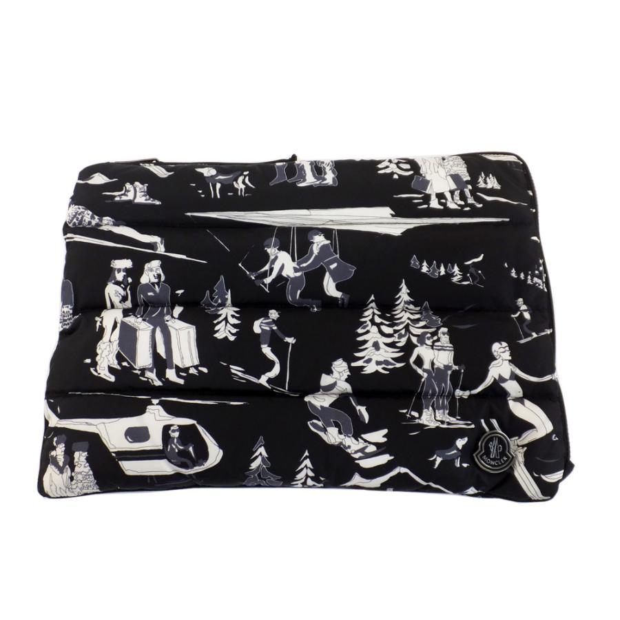 MONCLER BUSTA PIUMUNO ポーチ クラッチバッグ　新品未使用 天白】モンクレール クラッチバッグ ダウン ブラック 総柄 BUSTA