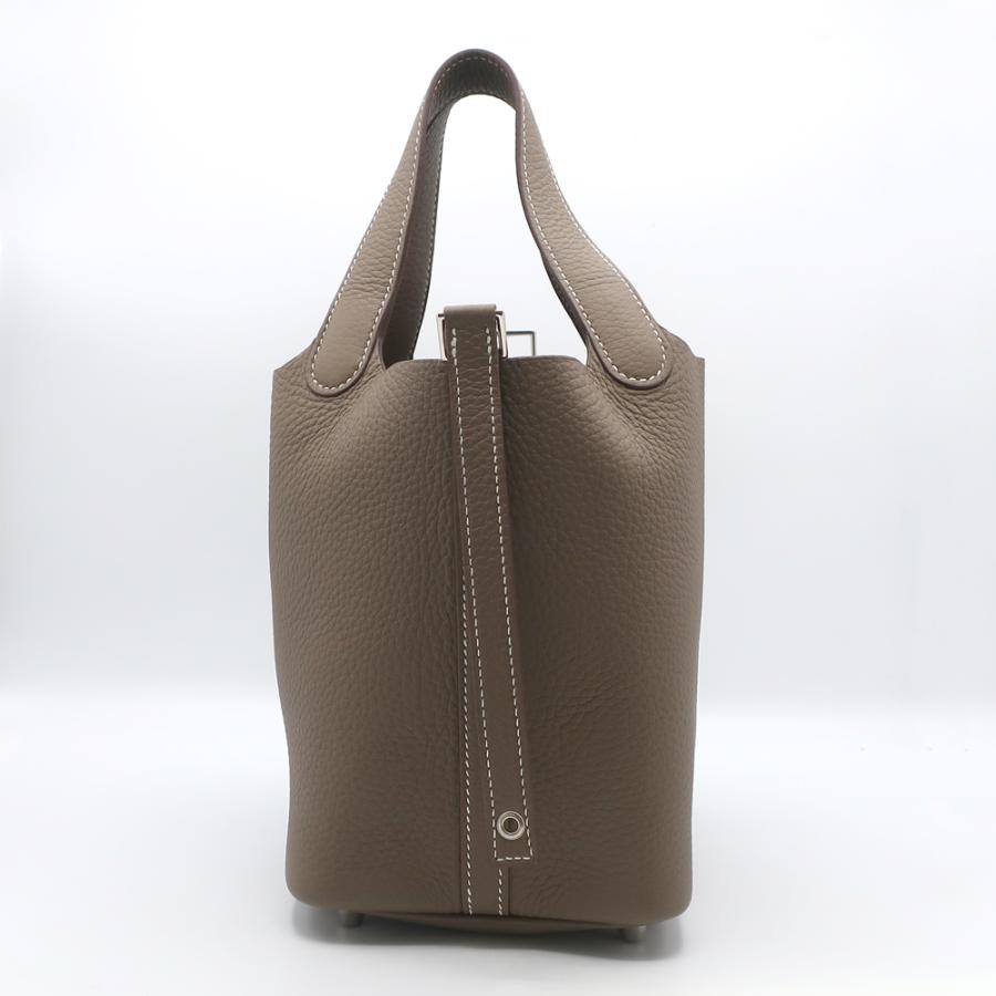 天白】エルメス ピコタンロックPM 18 ハンドバッグ エトゥープ