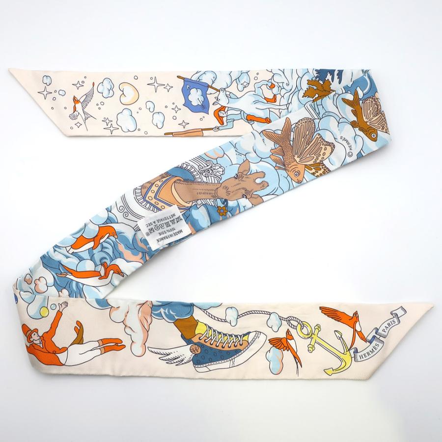 エルメス　ツイリースカーフ　私の雲　カレ 楽天市場】【新品】 エルメス ツイリー 私の雲 シルク クレーム ブルー