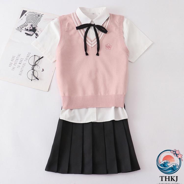 制服 女子 ブレザー 6 点セット スカート 韓国 リボン ベスト バッジ