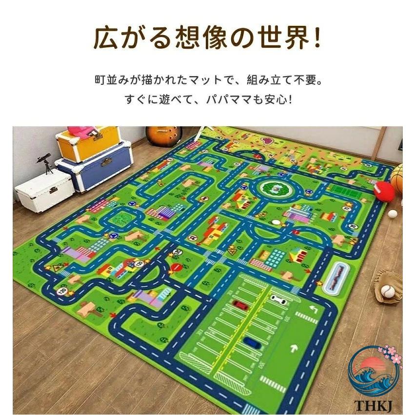 ラグ カーペット 長方形 キッズ ミニカー 遊びマット THKJ ラグマット プレイマット こども 部屋 洗える あったか 快適 安心 人気 使いやすい 便利 おすすめの画像