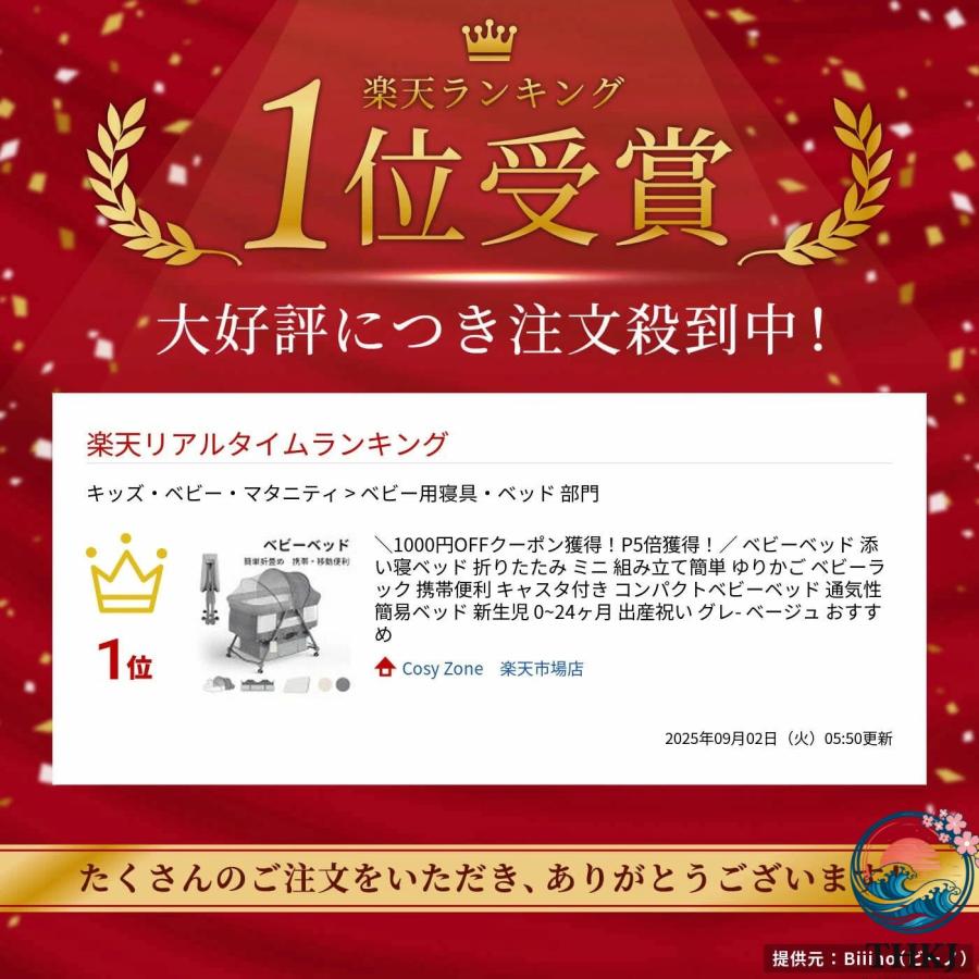 エントリーでポイント 5 倍獲得 ベビーベッド 添い寝ベッド 折りたたみ THKJ ミニ 組み立て簡単 ゆりかご ベビーラック 携帯便利 キャス 出産準備 安心_1