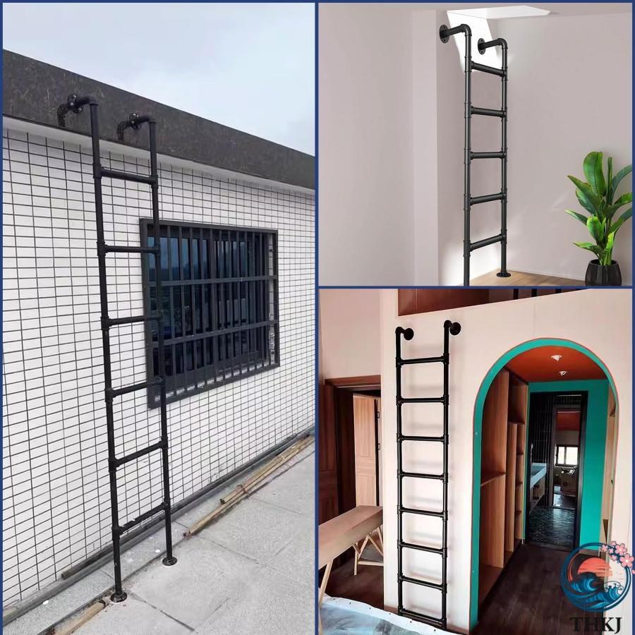 二段ベッド用はしご ロフト用はしご 地下室用避難はしご 緊急用火災用登山はしご THKJ 壁掛け式金属製踏み台 屋根裏 RV 図書館 デッキ 寮 ふんわり 快適の画像