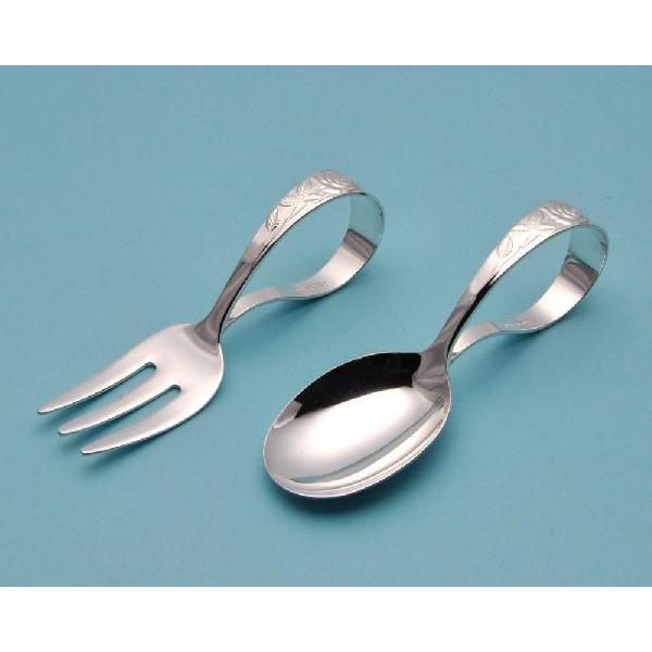 ☆銀製ベビースプーン【バラ】スプーンフォークセット | 