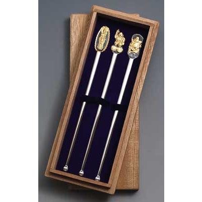 ・銀製品・耳かき「恵比寿様・大黒様・観音様」三本セット