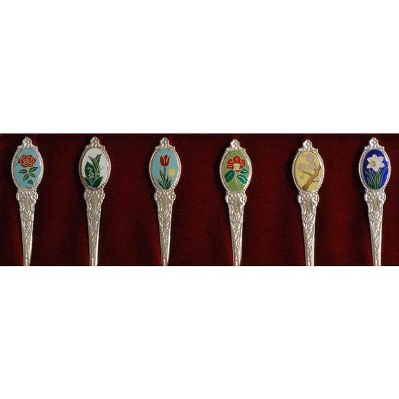 本七宝・誕生花スプーン6本入・銀製品・銀食器 : 銀食器・銀製器 本七宝・誕生花スプーン6本入・銀製品・銀食器 : 銀食器・銀製器