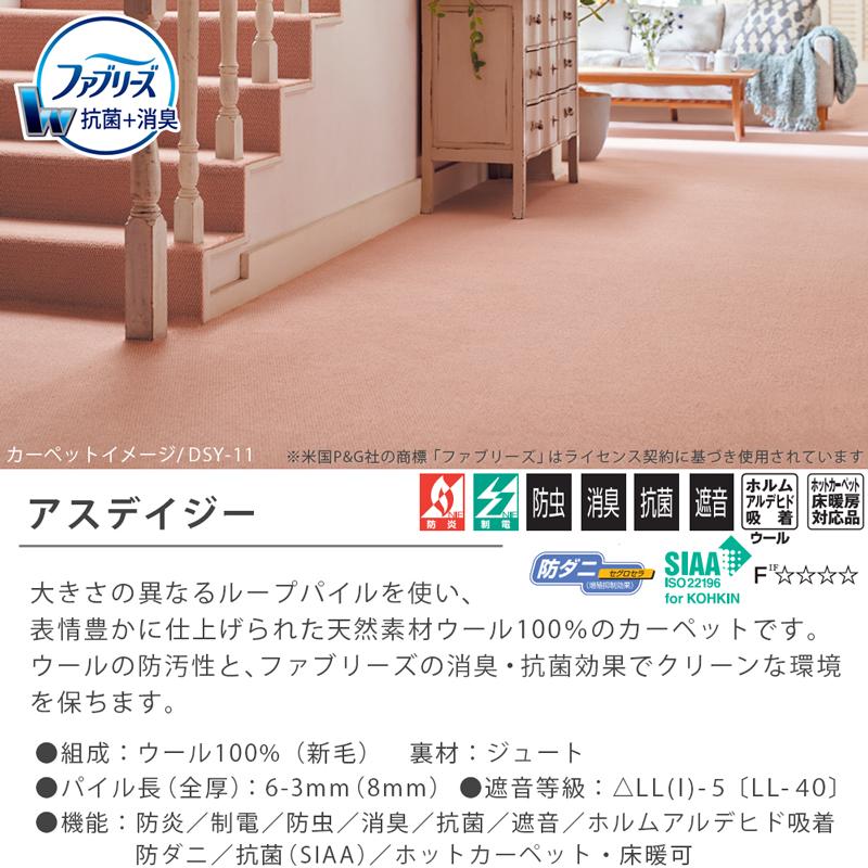 デスクカーペット ラグマット 防炎ラベル付 (アスデイジー/DSY) 消臭 抗菌 ファブリーズ 防ダニ 抗菌 遮音 日本製 ラグ カーペット 正方形 子供部屋