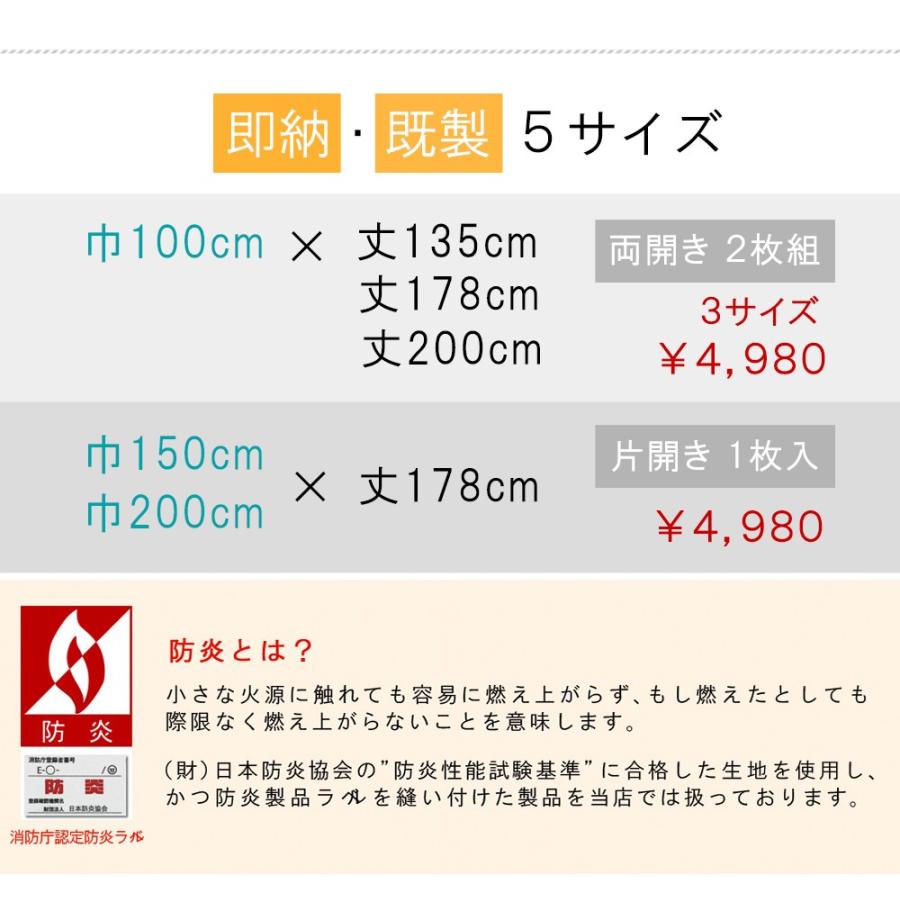 防炎 遮光 形状記憶 カーテン (エクシード) 無地 幅100cm-2枚組・幅