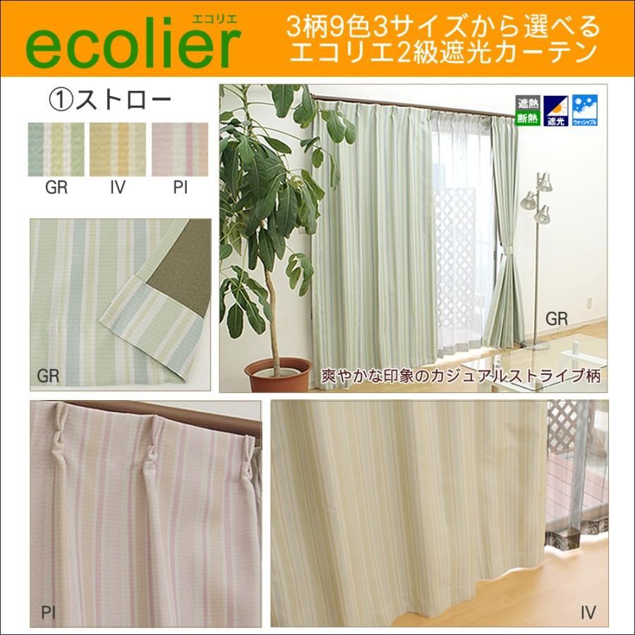 遮熱 断熱 2級 遮光 カーテン エコリエ 巾100cm 丈3サイズ 2枚組 帝人