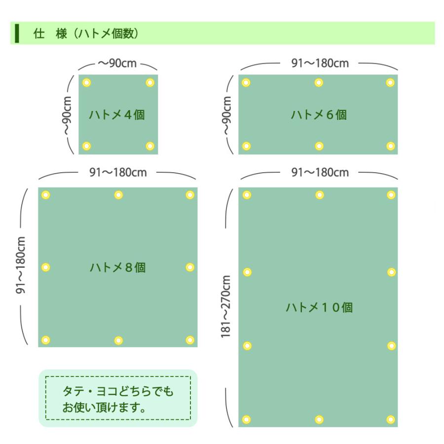 オーダー 日よけ シェード ウェザーシート 91〜180cm×91〜180cm （ハトメ8個／サッシフック3個／ストッパー付きひも4本）日除け サンシェード オーニング｜uedakaya｜05