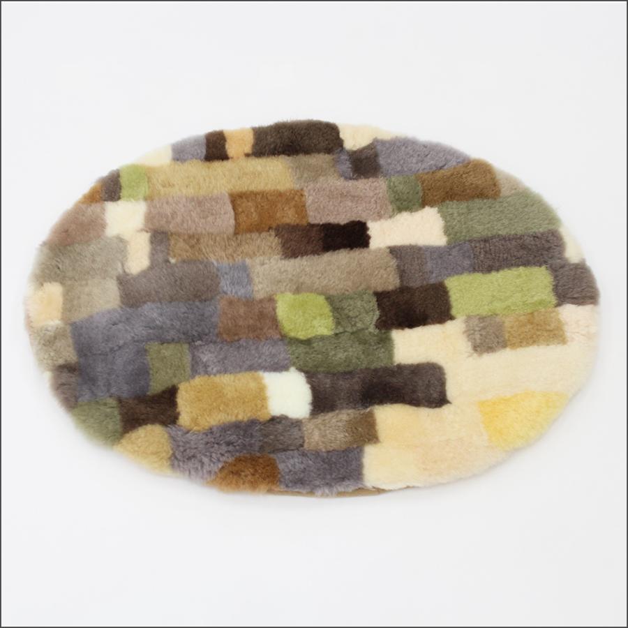 天然ムートンシートクッションM 楕円形 ミックスカラー 50×70cm