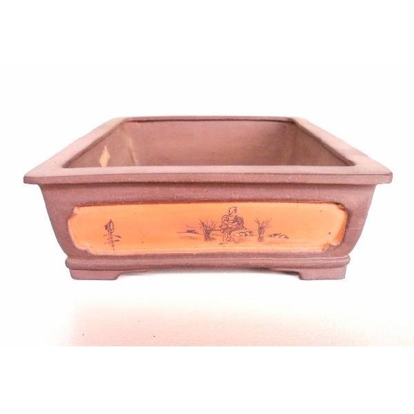 植木鉢　陶翠 絵付け鉢　盆栽鉢　長角足付 植木鉢【陶翠窯】エン付長角絵窓入9号盆栽鉢 : ヤマコー畑岡幸助商店