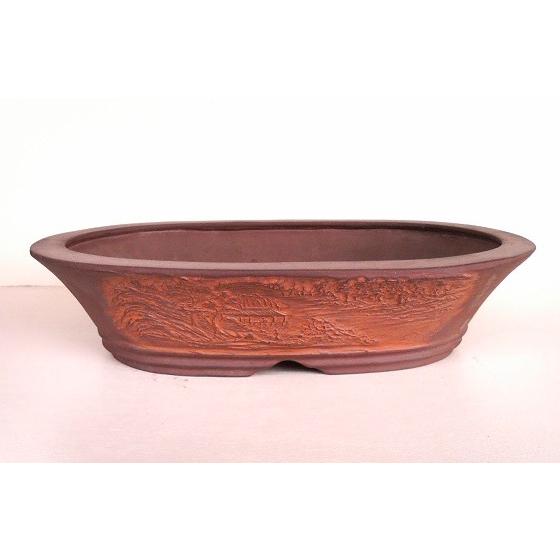 植木鉢【陶翠窯】切立小判浮き絵付12号盆栽鉢 : ヤマコー畑岡