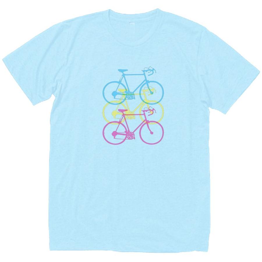 ロードバイク 自転車 おもしろデザイン Tシャツ ライトブルー : うえき 