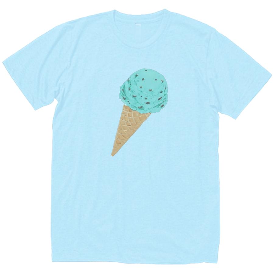 チョコミントアイス おもしろデザイン Tシャツ ライトブルー : うえき
