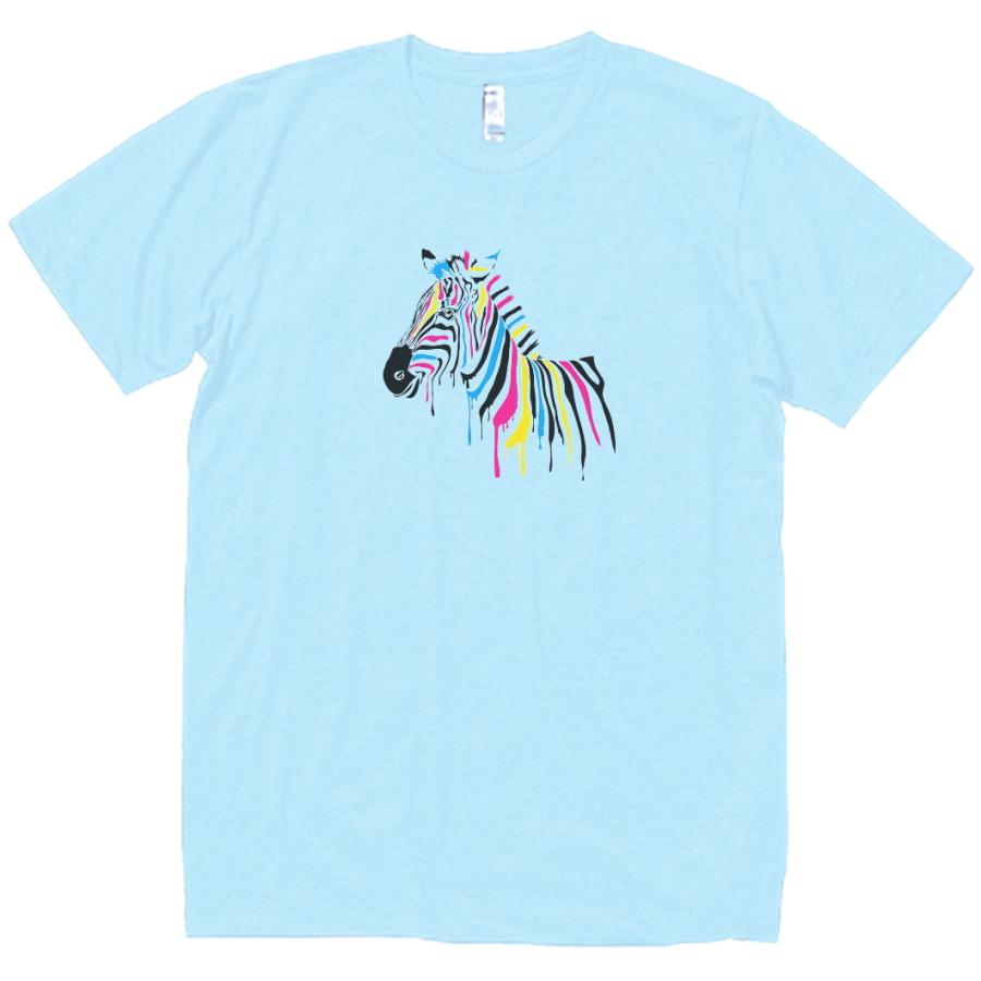 動物 生き物 Tシャツ カラフルシマウマ 水色 A Dou340 うえきたや 通販 Yahoo ショッピング