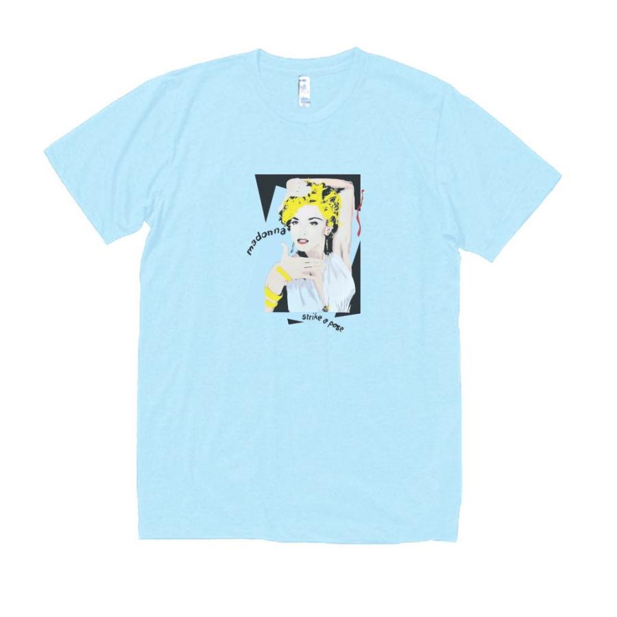 マドンナ 音楽Tシャツ ロックTシャツ バンドTシャツ ライトブルー
