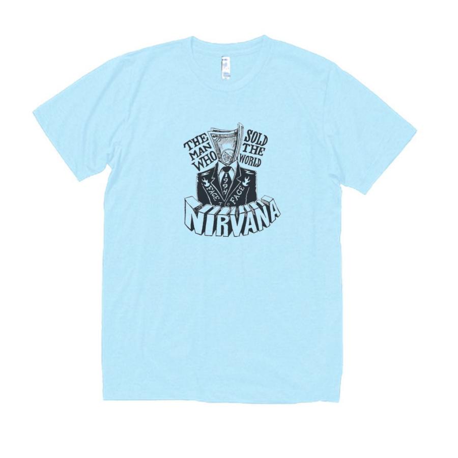 NIRVANA 音楽Tシャツ ロックTシャツ バンドTシャツ ライトブルー 