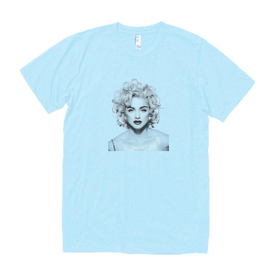 マドンナ 音楽Tシャツ ロックTシャツ バンドTシャツ ライトブルー