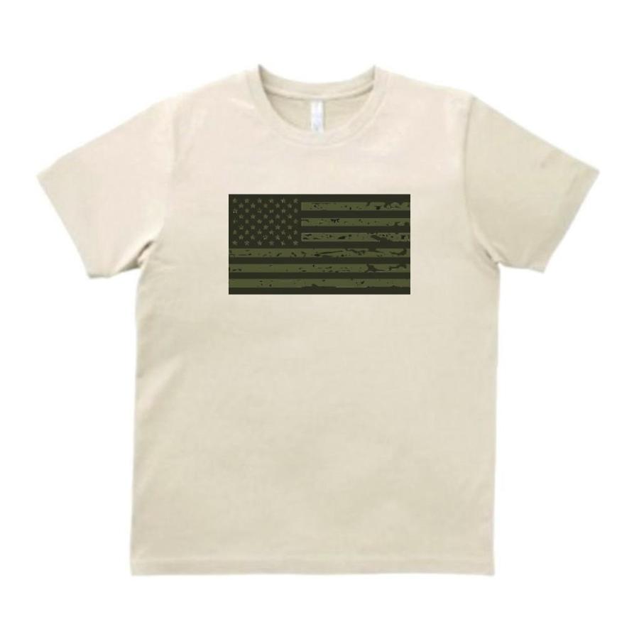 星条旗 アーミー柄 アーミー ミリタリー Tシャツ ライトベージュ