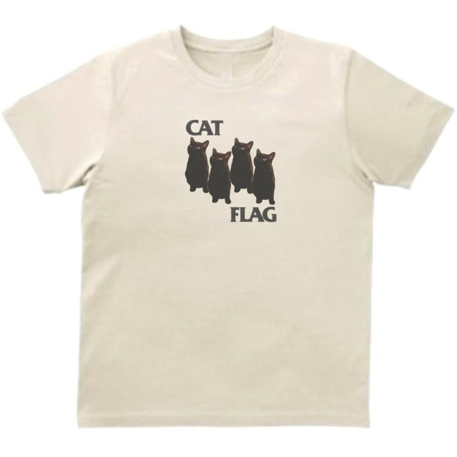 CAT FLAG 音楽Tシャツ ロックTシャツ バンドTシャツ ライトベージュ