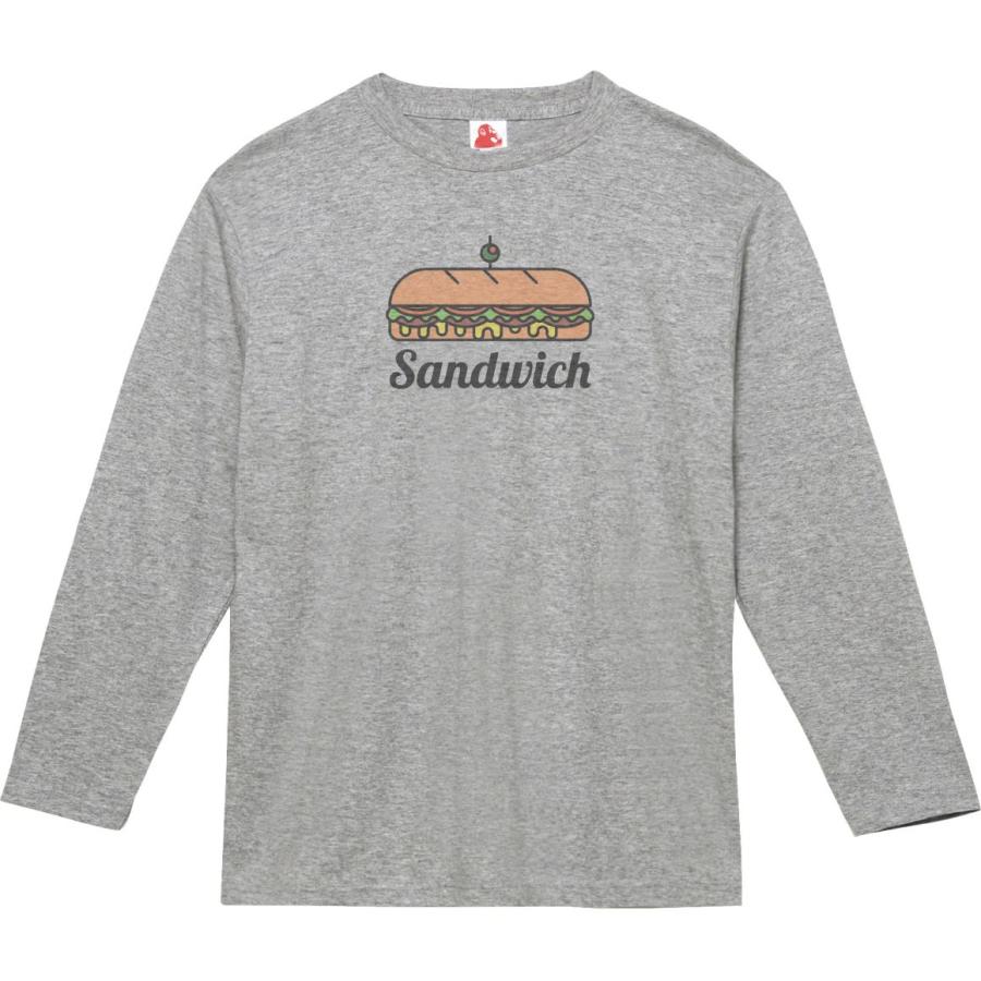 サンドウィッチ おもしろデザイン 長袖Tシャツ ロングスリーブ グレー 