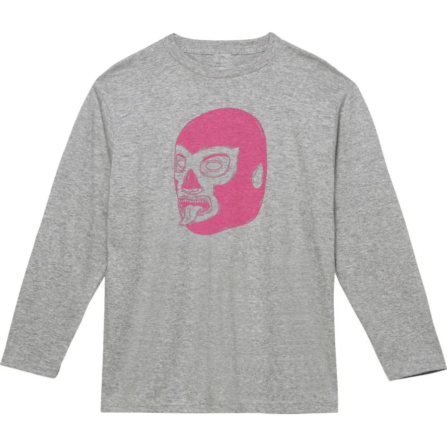 覆面レスラー デザイン・アート 長袖Tシャツ ロングスリーブ グレー