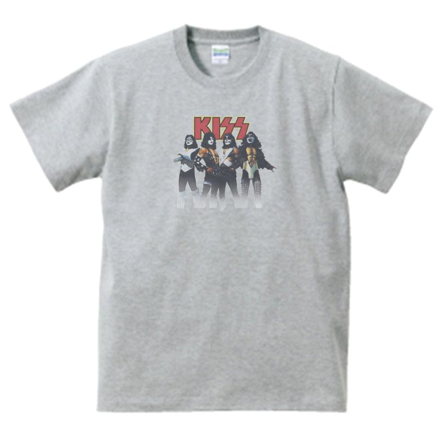 KISS 音楽Tシャツ ロックTシャツ バンドTシャツ グレー : うえきたや