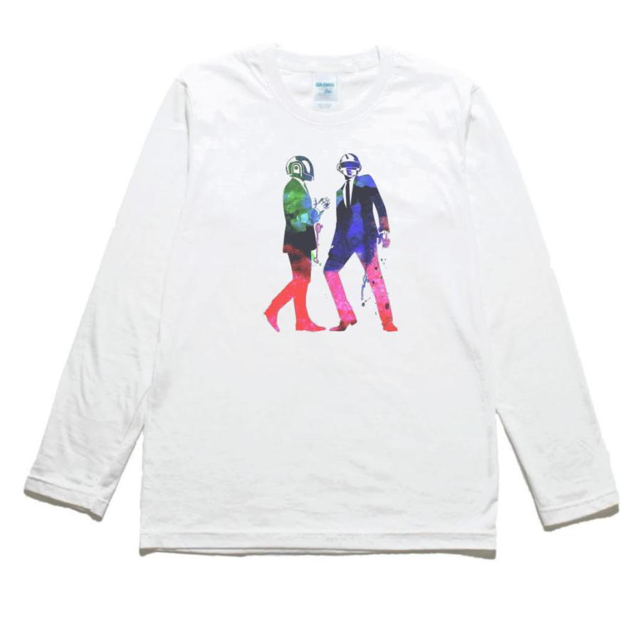 DAFT PUNK ペイント風 音楽Tシャツ ロックTシャツ バンドTシャツ 長袖T
