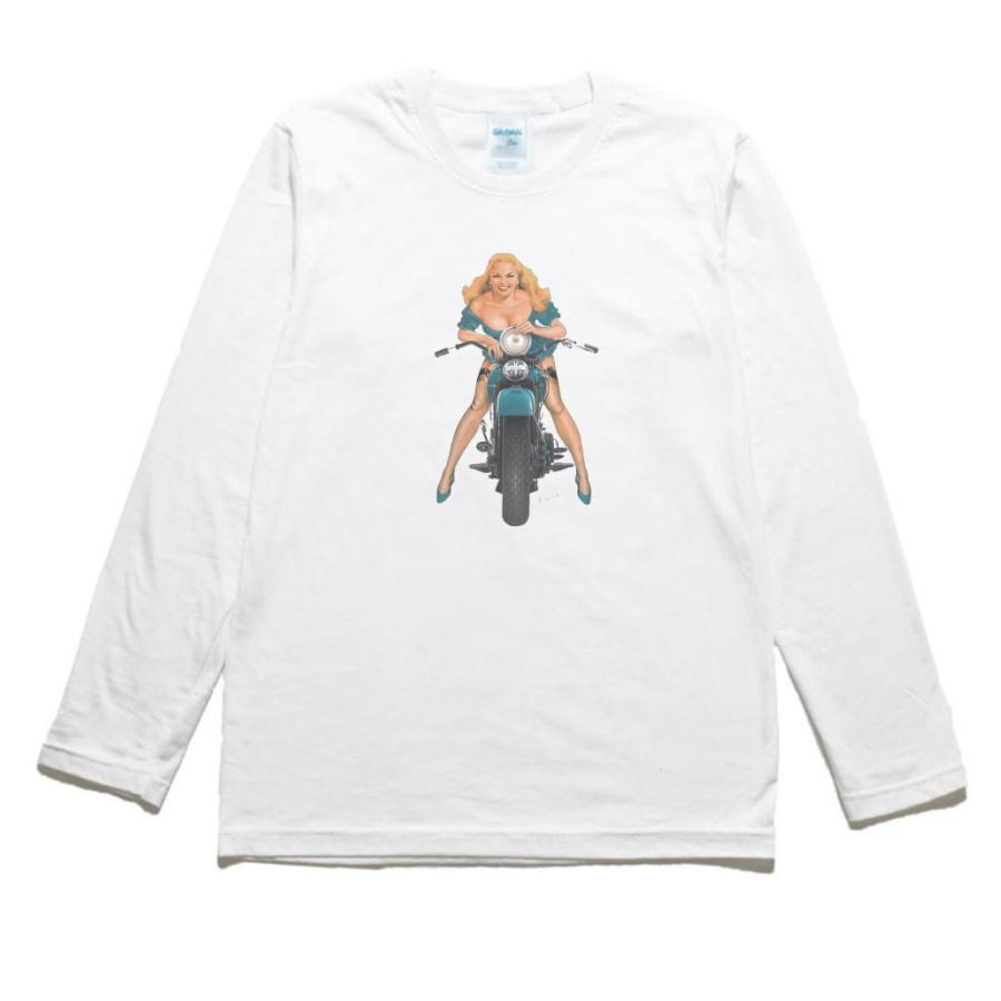 セクシーなバイカー　レトロ　デザイン・アート　長袖Tシャツ　ロングスリーブ｜uekitaya