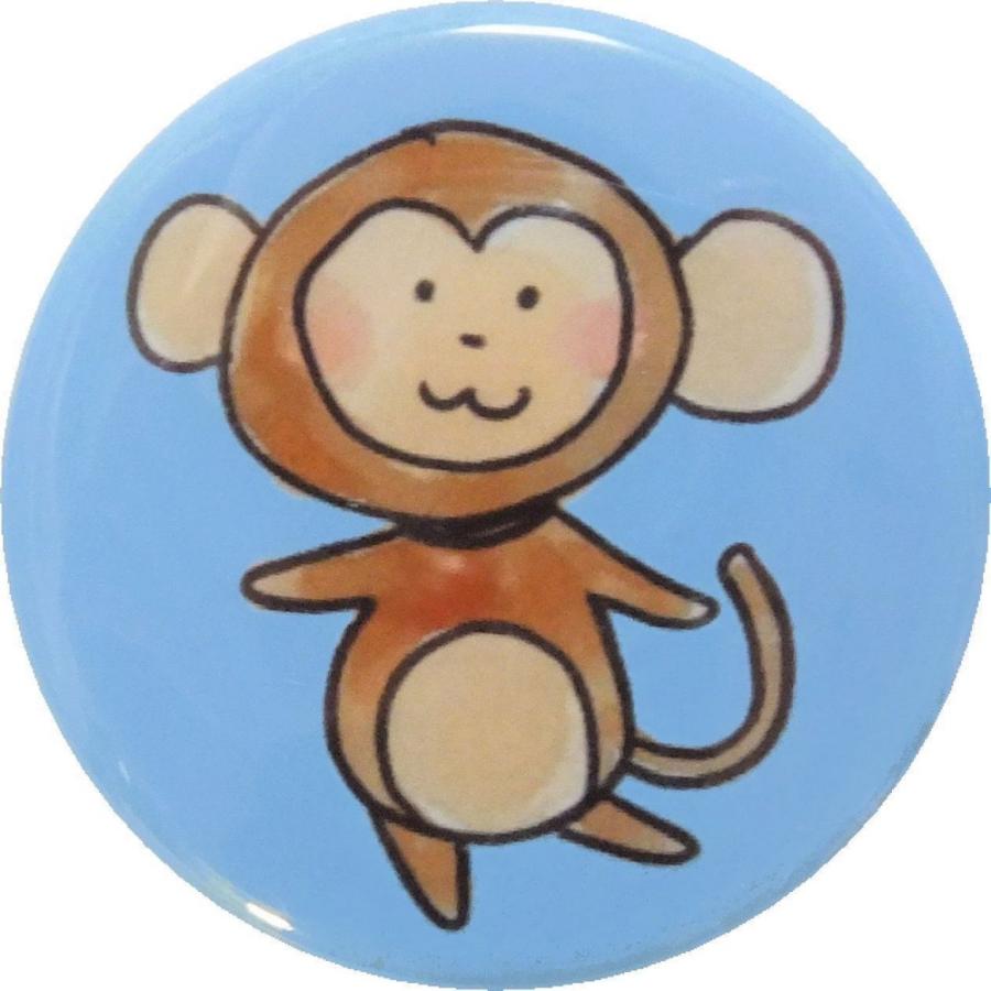 サル 動物 生き物 缶バッジ （安全ピンタイプ直径38mm） : うえきた
