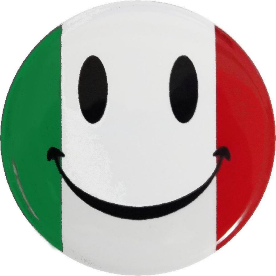 スマイル ニコちゃん イタリア柄 缶バッジ （安全ピンタイプ直径38mm