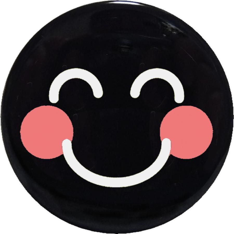 スマイル ニコちゃん 黒 缶バッジ （安全ピンタイプ直径38mm