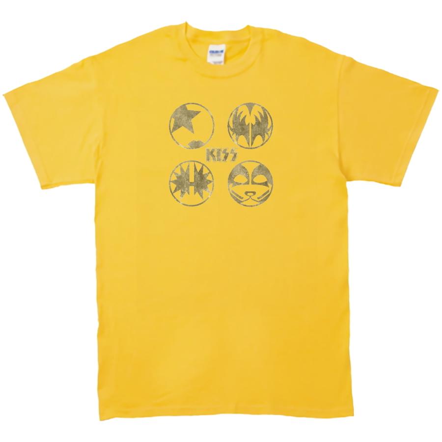 KISS 音楽Tシャツ ロックTシャツ バンドTシャツ イエロー : うえきたや