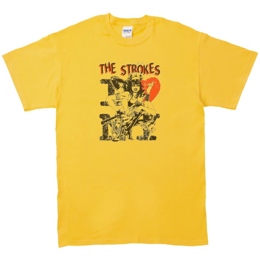 THE STROKES 音楽Tシャツ ロックTシャツ バンドTシャツ イエロー THE STROKES 音楽Tシャツ ロックTシャツ バンドTシャツ イエロー